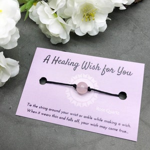 Rose Quartz Wish Bracelet Healing Wish Bracelet Tie on Anklet Rose Quartz Bead Bracelet Rose Quartz Bracelet Friendship Bracelet image 6