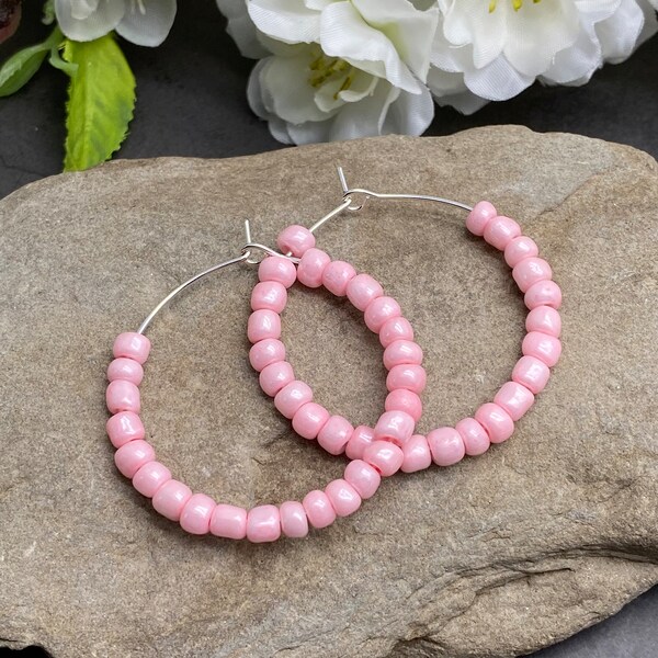 Seed Bead Gold Hoops main image 1