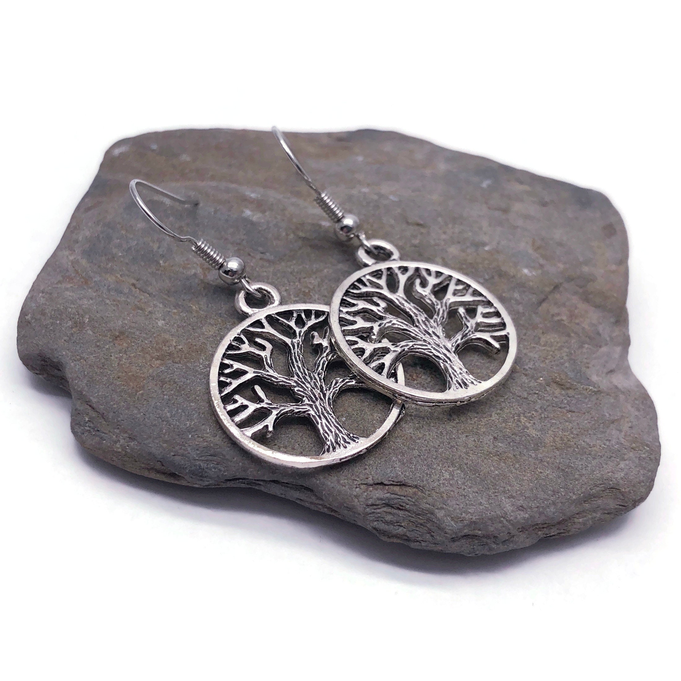 Tree of Life Charm Earrings Tibetan Style Silver Tone Charms - Etsy UK