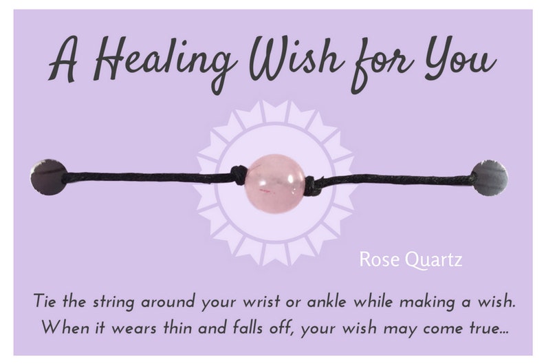 Rose Quartz Wish Bracelet Healing Wish Bracelet Tie on Anklet Rose Quartz Bead Bracelet Rose Quartz Bracelet Friendship Bracelet image 3