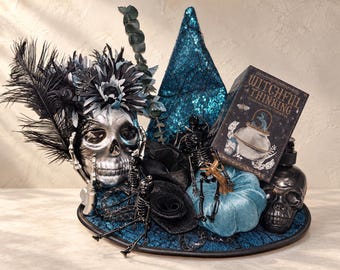Halloween Centerpiece Witch Hat Spooky Glam Skull Table Decor