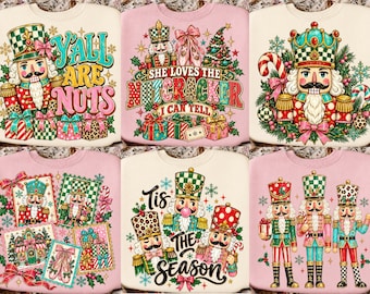 Weihnachts-PNG-Bundle mit Nussknacker-Motiv, kokette Schleife für die Feiertage (Sublimation), Retro-Nussknacker-Shirt-Design, festlicher DTF-Download