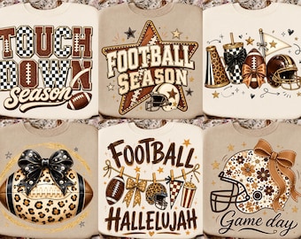 Football PNG Bundle, Game Day Sublimation PNG, Touchdown Season Shirt Design, Coquette Bow Leopard Football, Fall Sports PNG