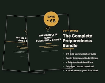 Paquete de preparación / Guía de comunicación fuera de la red + Carpeta de emergencia familiar imprimible / Planificador de preparación, Meshtastic, Radios, PDF