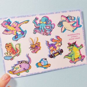 Skateboarding Animals Sticker Sheet – 90er-Jahre-Critters, 80er-Critters