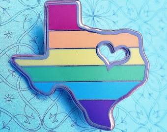 Texas Pride Rainbow Enamel Pin - Gay Texas Pride Pin - LGBTQ Pride