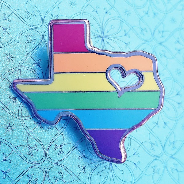 Texas Pride Rainbow Enamel Pin - Gay Texas Pride Pin - LGBTQ Pride