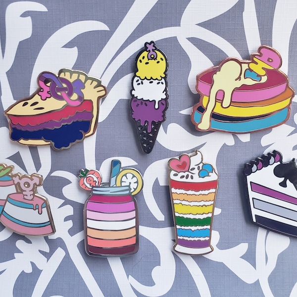 Pastry Pride Enamel Pins - Sets & Individual - Gay Pride Pin, Trans Pride Pin, Ace Pride Pin, Pan Pride Pin, Bi Pride Pin, Lesbian Pride Pin