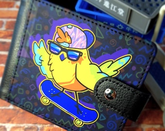 Rad Bird Wallet - Double Sided - Wallet with ID Window - Bifold Wallet - Wallet with Clasp - Wallet with Wrist Strap - 7 Compartments