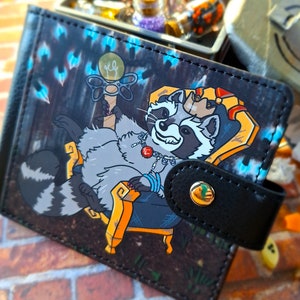 Trash Royalty Raccoon Wallet - Double Sided - Wallet with ID Window - Bifold Wallet - Wallet with Clasp - 7 Compartments