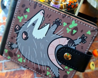 Opossum Wallet - Double Sided - Wallet with ID Window - Bifold Wallet - Wallet with Clasp - 7 Compartments