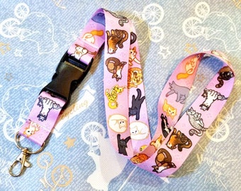 Kitty Cats Lanyard ID Badge Holder - Lobster Clasp and Clip