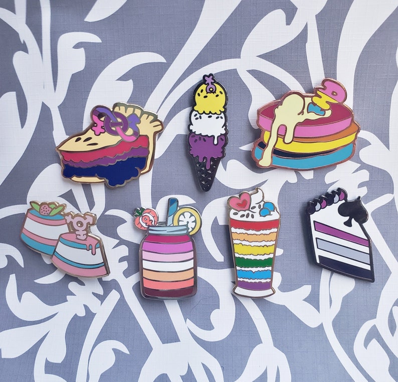 Pastry Pride Enamel Pins Sets & Individual Gay Pride Pin, Trans Pride Pin, Ace Pride Pin, Pan Pride Pin, Bi Pride Pin, Lesbian Pride Pin ALL 7 PASTRY PRIDE