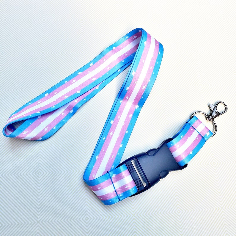 Trans Pride Lanyard Id Badge Holder Lobster Clasp and Clip Etsy