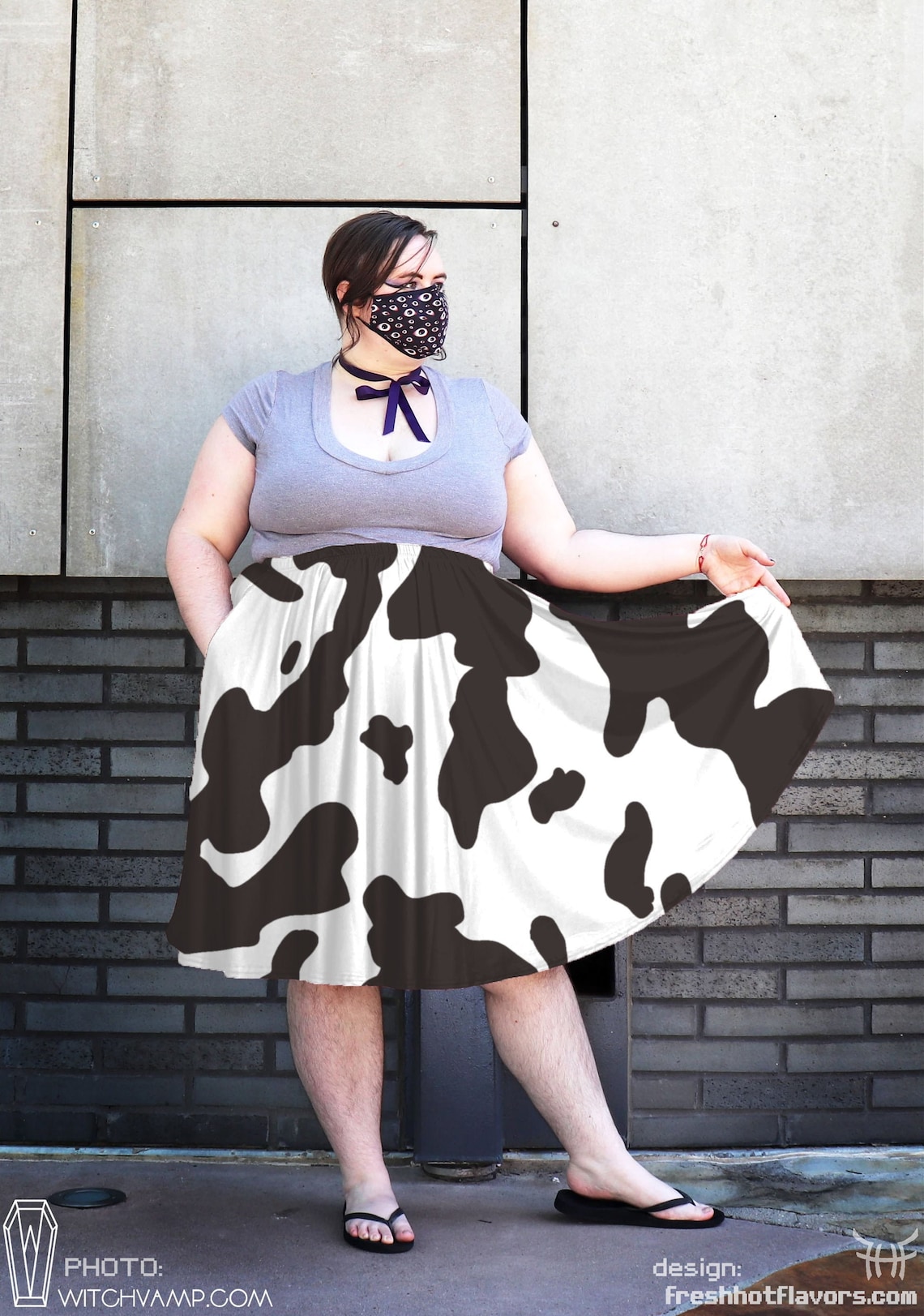 PREORDER Cow Print Midi Skirt with POCKETS Plus Size Skirt Etsy