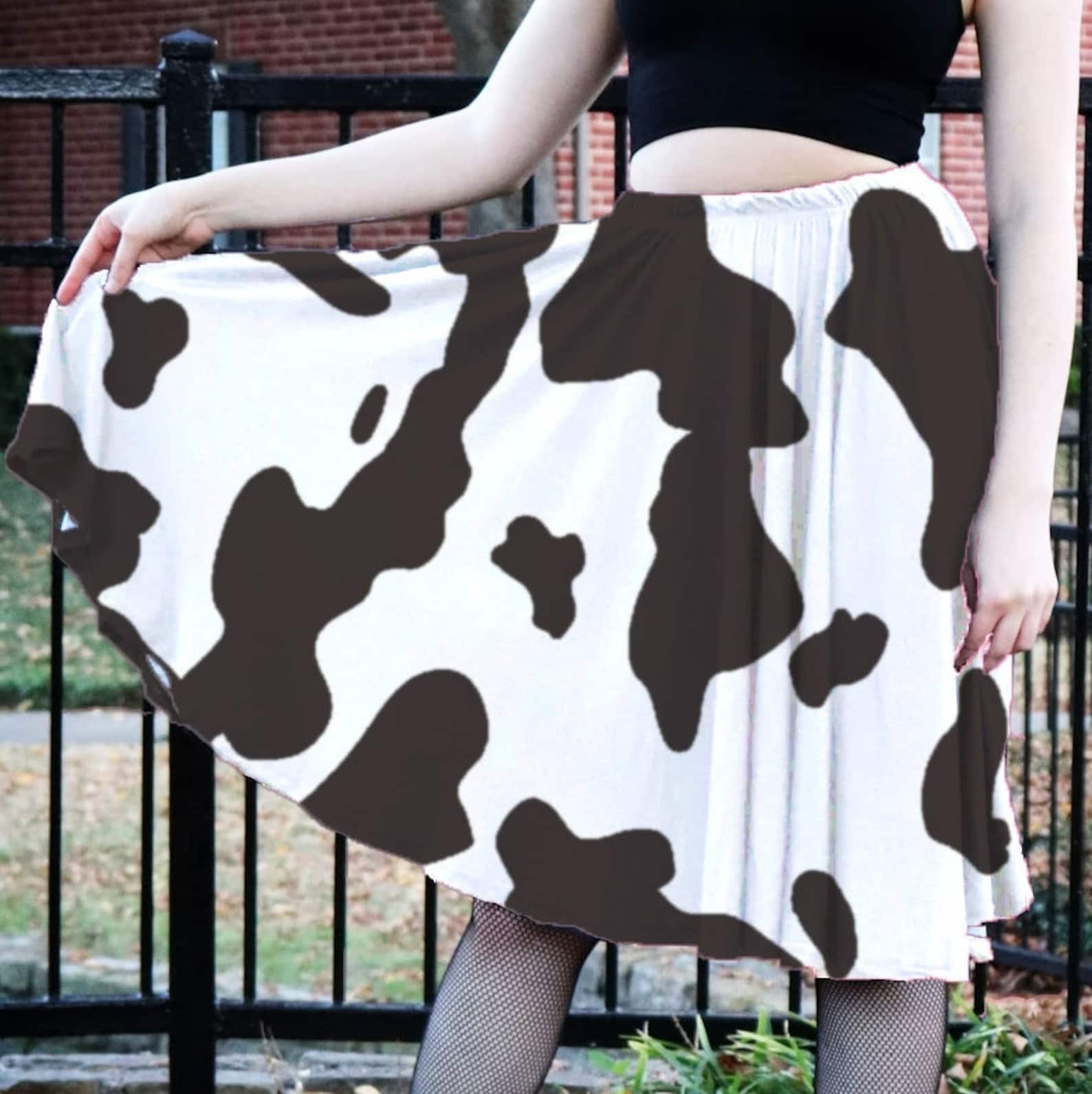 cow print skirt midi