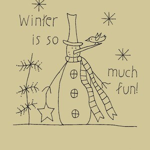 Primitive Stitchery Snowman E-Pattern "Winter is so much fun!