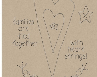 Motif électronique primitif coeur de couture par mois février Famille disant « Les familles sont liées par des liens en coeur !