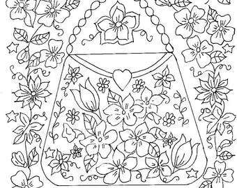 Primitive Stitchery E-Pattern "Flower Handbag!"