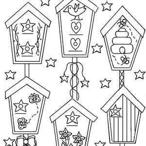 Primitive Stitchery Birdhouse E-Pattern &quot;All Birdies Welcome!&quot;