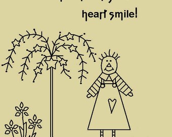 Raggedy Anne avec coutures primitives avec motif électronique tournesols « Faites ce qui vous fait sourire !