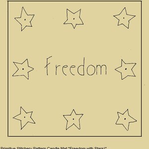 Tapete para velas &quot;Freedom&quot; con patrón E de estrellas de Primitive Stitchery