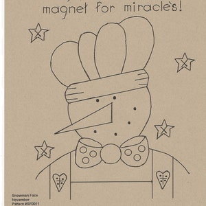 Primitive Stitchery Pattern Snowman Face by Month November &quot;A grateful heart is a magnet for miracles!&quot;