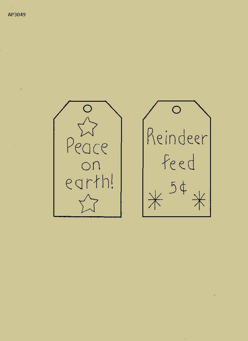 Joyous Noel!/" Primitive Stitchery Tags Pattern /"Freezin Season