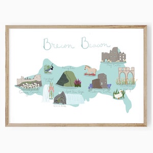 Brecon Beacons Impresión de mapas ilustrados