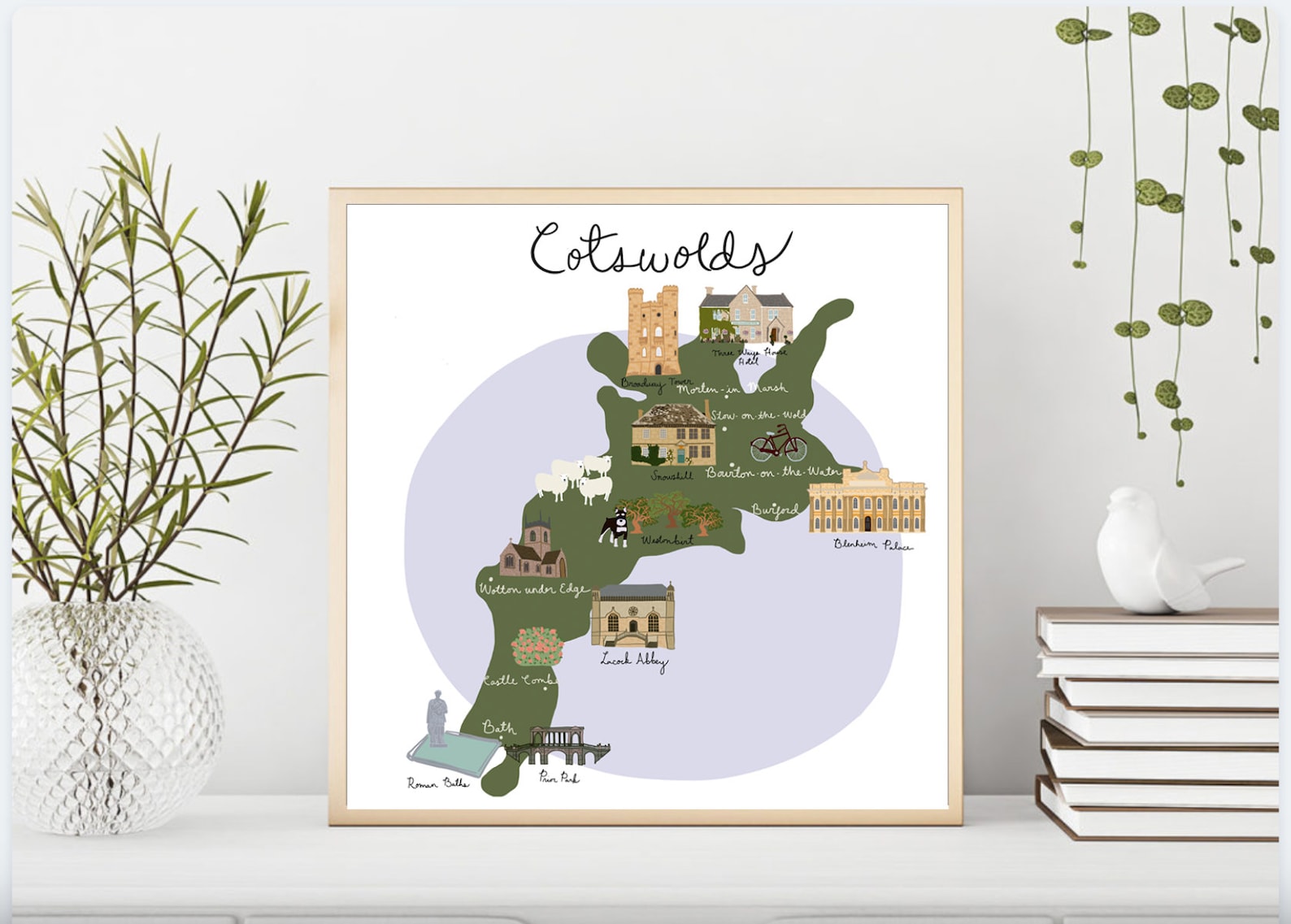 Cotswolds England Map Illustration Map Print Etsy