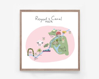 Regent&#39;s Canal Illustrated Art Print