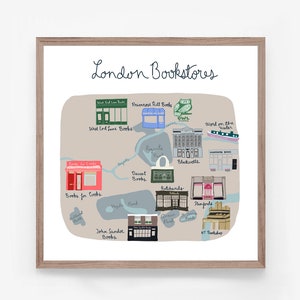 London Bookstores Carte Illustrated Art Print