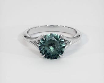 Solitaire Greenish Blue Tourmaline Ring 1.72 Ct Platinum 950 Engagement Gemstone Gift