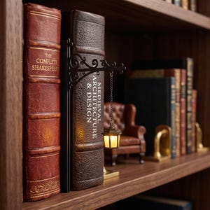 Mini Hanging Lantern Light for Bookshelf, Gothic Library Decor, Book Nook Lamp, Vintage Shelf Lighting, Reading Corner Accent, Book Lover