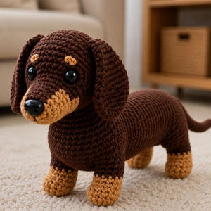 Padrão de crochê de Dachshund em PDF | Padrão de Amigurumi de Cachorro Salsicha | Tutorial de Crochê de Cachorro Salsicha | PDF de Cachorro Salsicha | Download instantâneo