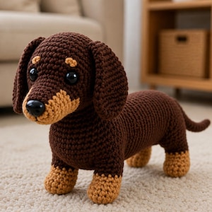 Tax Virkmönster PDF, Amigurumi Wiener Dog Tutorial (Digital Nedladdning)