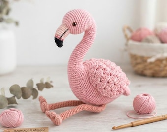 Crochet Flamingo Amigurumi Pattern, Pink Bird Stuffed Animal Tutorial (PDF Download)