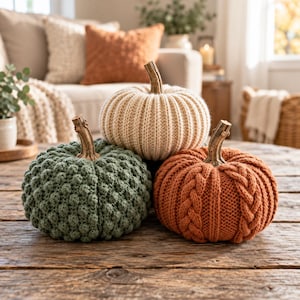 Crochet Pumpkin Pattern Bundle – Textured Farmhouse Amigurumi PDF (Instant Download)