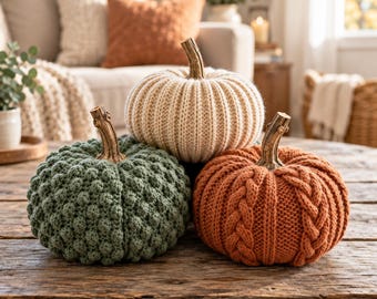 Crochet Pumpkin Pattern Bundle – Textured Farmhouse Amigurumi PDF (Instant Download)
