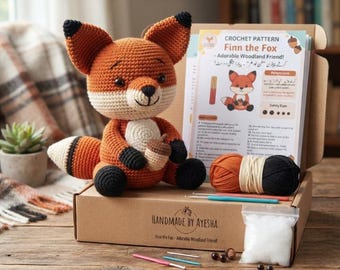 Crochet Fox Kit, Finn the Fox Amigurumi Woodland Animal
