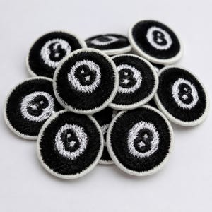 8 Ball Pool Iron On Patch, Black Eight Ball Embroidered Patch, Billiards Applique for Jackets Bags Hats Clothes, Pool Player Gift