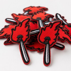 Flaming Match Embroidery Patch, Iron On Applique, Punk Jacket Backpack Decor