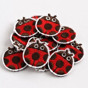 Ladybug Iron On Patch, Cute Embroidered Bug Applique for Jackets Hats Bags and Clothes, Animal DIY Sewing Patch, Kids Gift, Set of 10