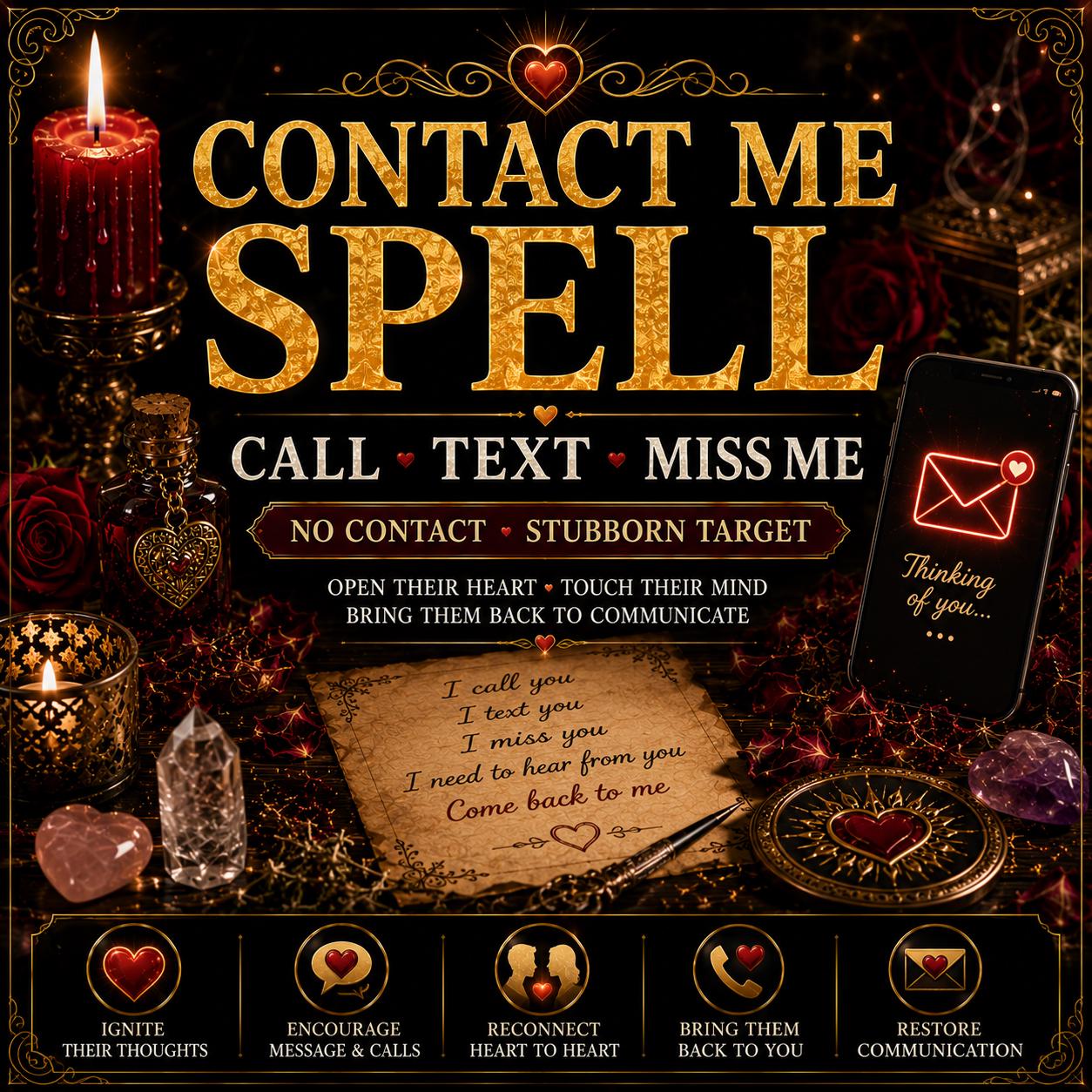 Contact Spell, Call or Text Ritual, Miss Me, Stubborn Target, No Contact Love