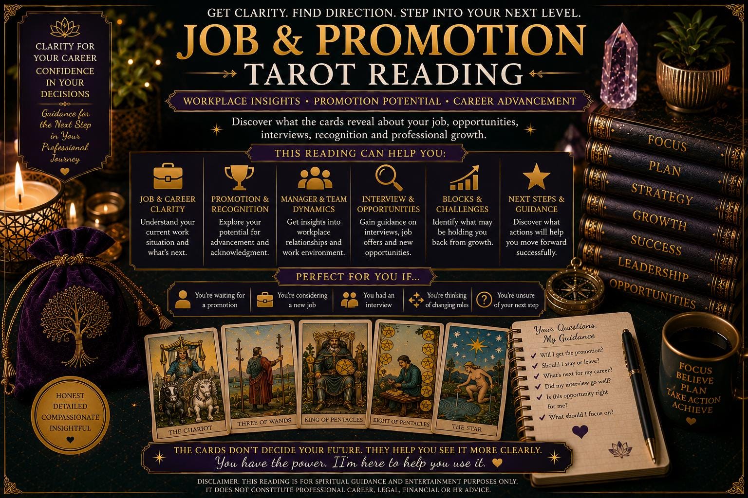 Job Promotion Tarot Reading, Workplace Guidance, Career Advancement, Interview and Opportunity Insights