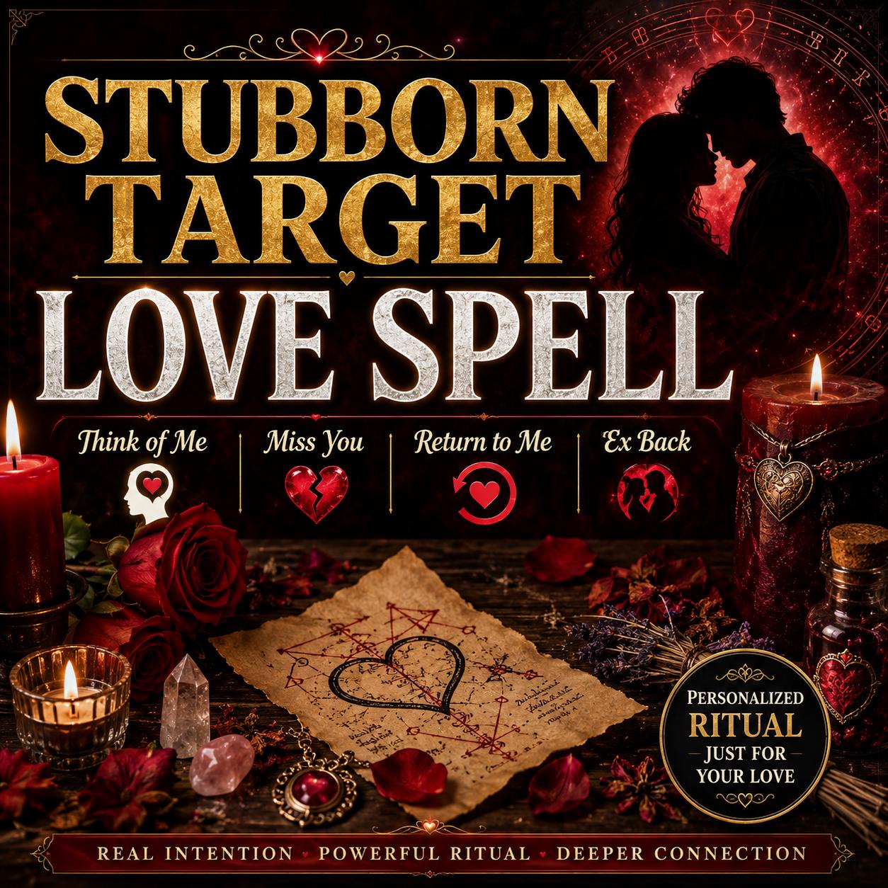 Stubborn Target Love Spell, Think of Me, Miss You, Return & Ex Back Ritual