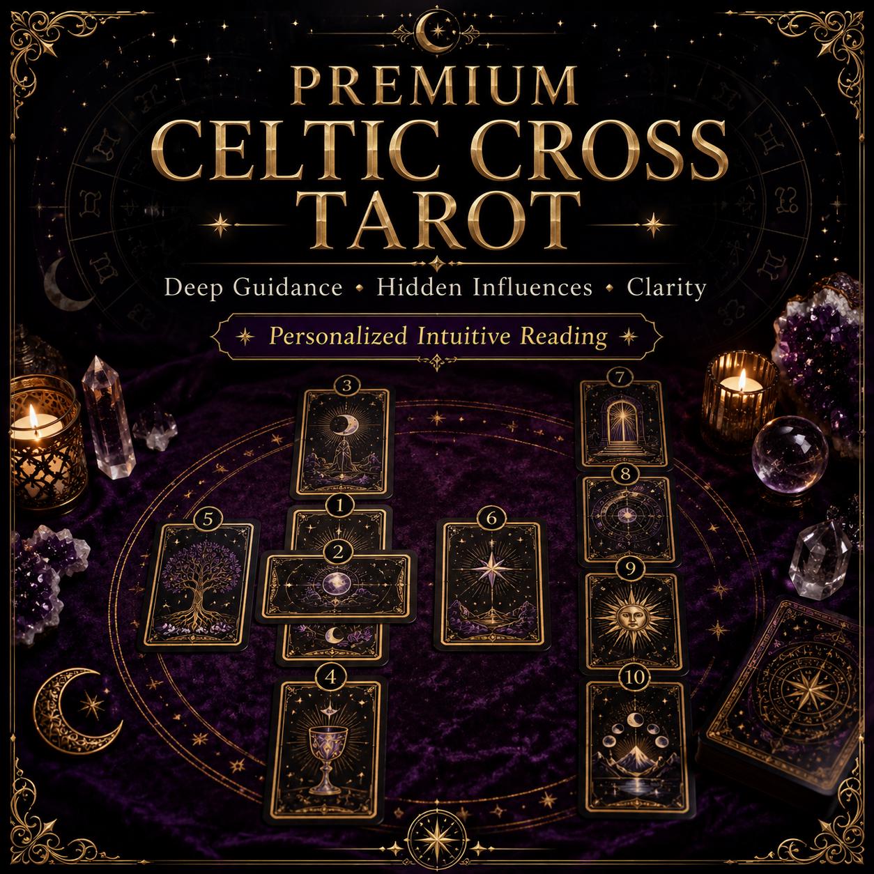 Celtic Cross Tarot, Deep Guidance, Hidden Influences, Spiritual Insight and Personal Clarity