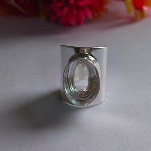 925 Sterling Silver Oval Bezel Ringinfattning – Smyckeskomponent med bredt band