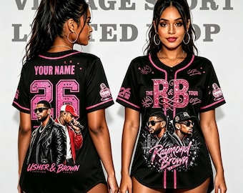Custom Usher and Brown R&B Tour Baseball Jersey Personalized Music Apparel