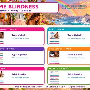 Time Blindness ADHD Worksheet | Where Did the Time Go? | Fillable & Printable PDF | 3 Versions